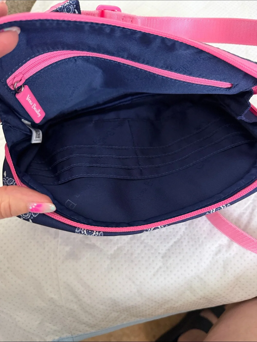 Vera Bradley Navy Turtle Print Crossbody with Pink Accents